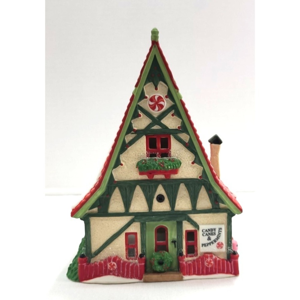 Vtg Dept 56 North Pole Series Candy Cane And Peppermints Shop 1996 REPAIRED